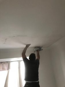 Repaired collapsed ceiling